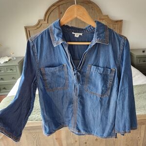 Tribal Blue Denim Blouse